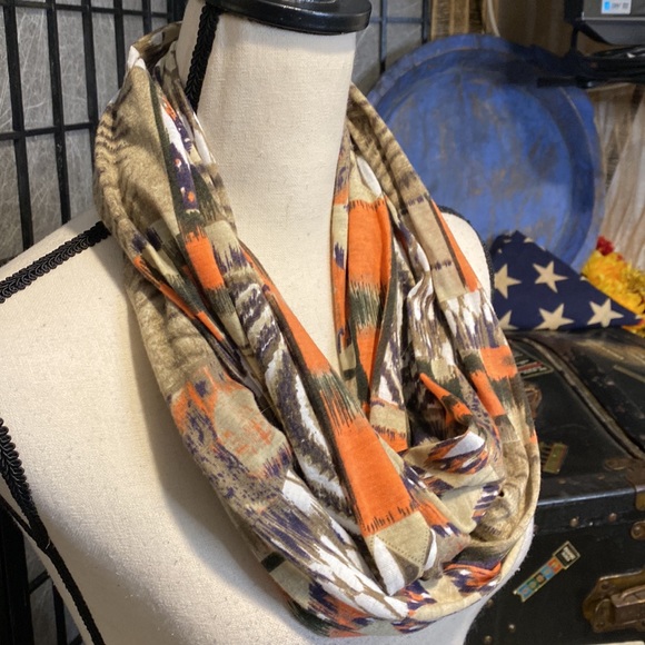 Beige, Brown & Orange Infiniti Scarf - Picture 1 of 5